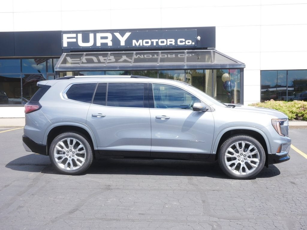 2026 GMC Acadia Denali in Sterling Metallic — front three-quarter view