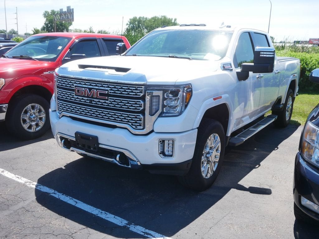 2023 GMC Sierra 3500 HD Denali in White Frost Tricoat — front three-quarter view