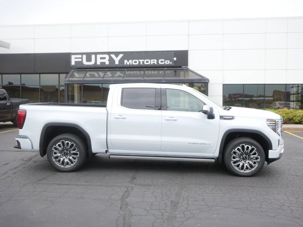 2026 GMC Sierra 1500 Denali Ultimate in Glacier White Tricoat — front three-quarter view